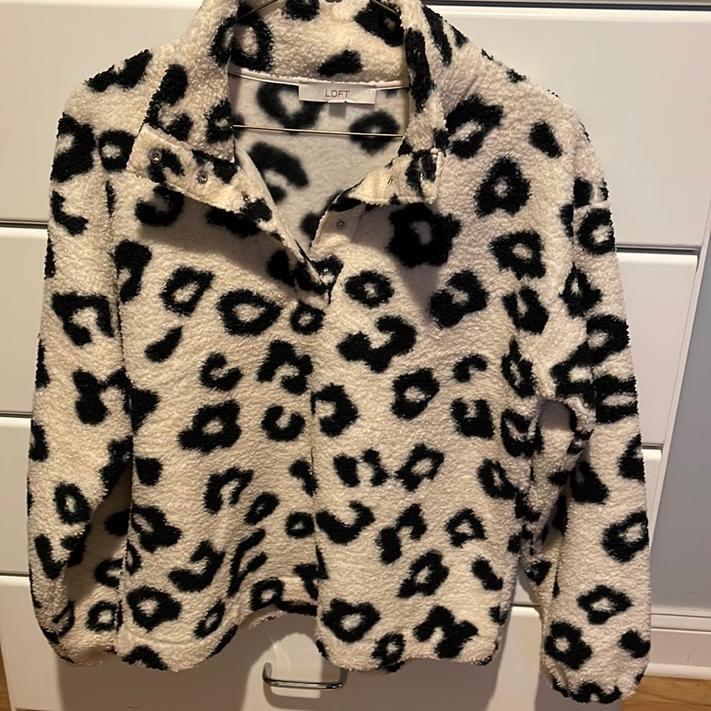 Leopard Print 1/4 Button Up Sweater - image 1